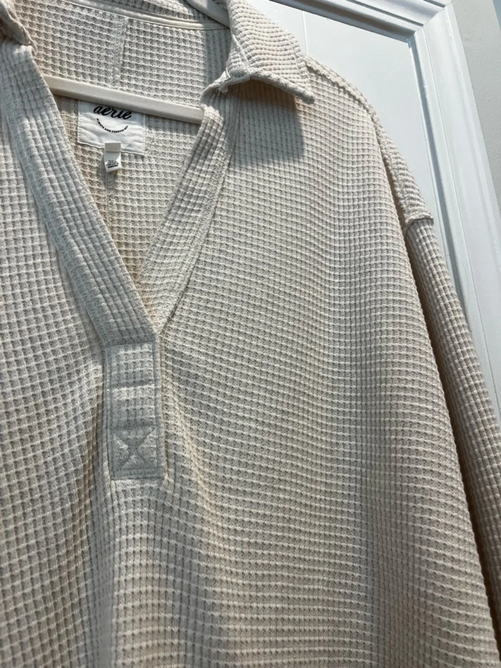 aerie NWOT Cream Waffle Knit Long Sleeve Top - Picture 5 of 10